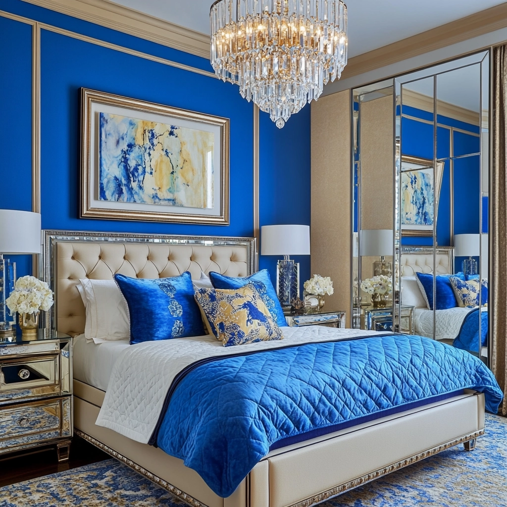 blue and beige bedroom 49