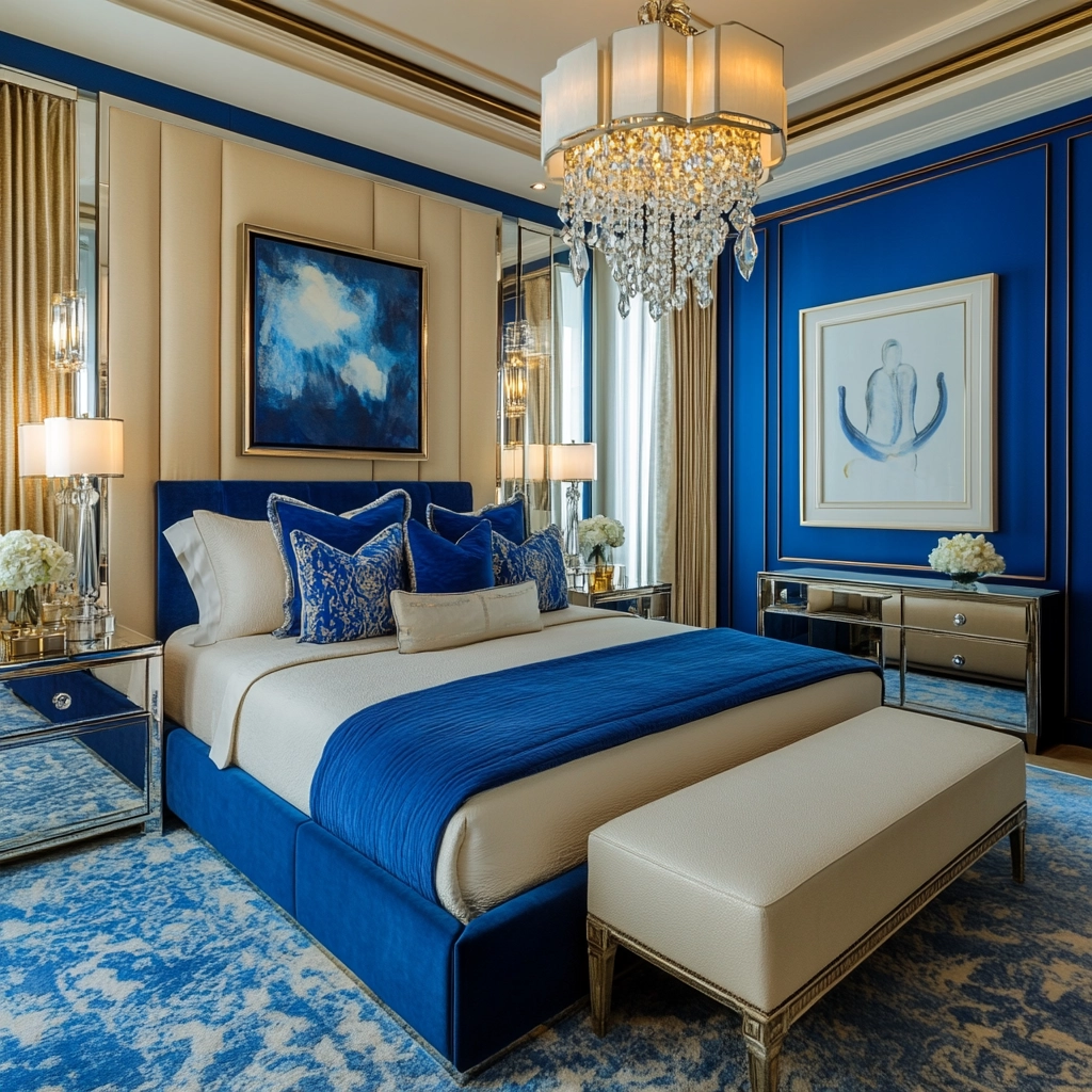 blue and beige bedroom 52