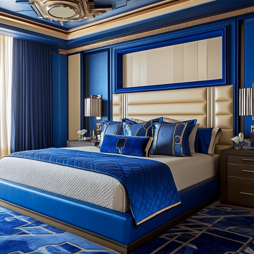 blue and beige bedroom 58