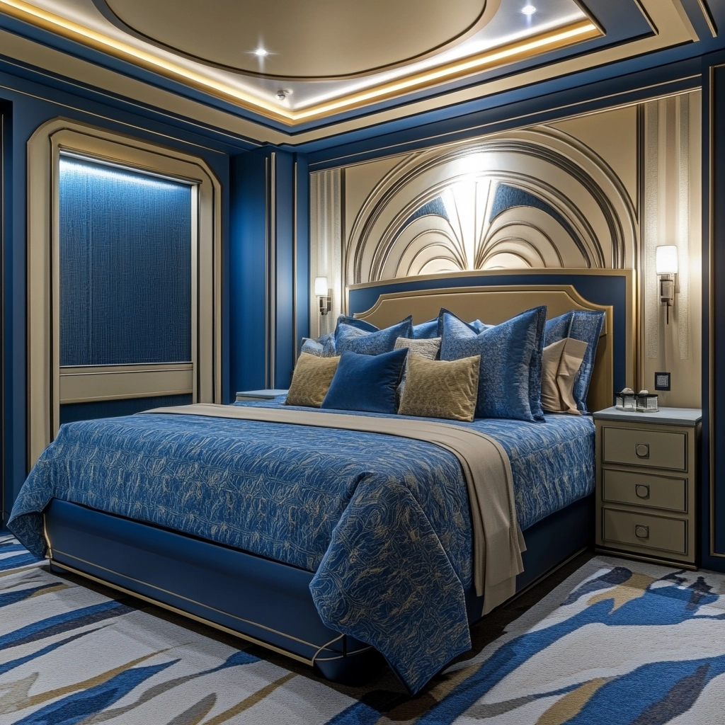 blue and beige bedroom 59