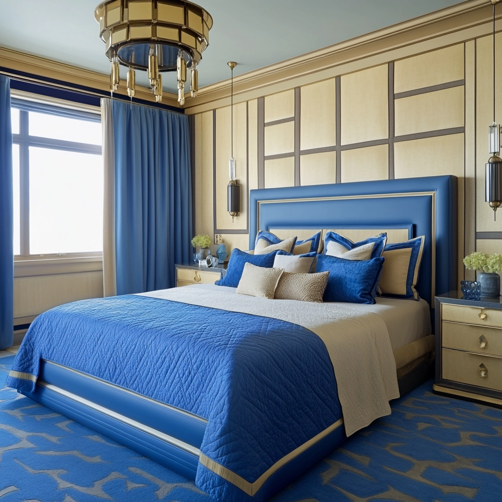 blue and beige bedroom 60