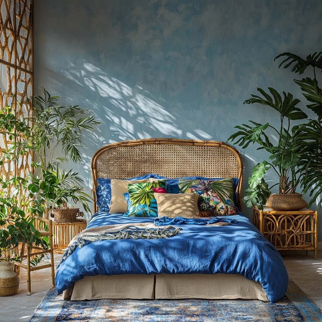blue and beige bedroom 61