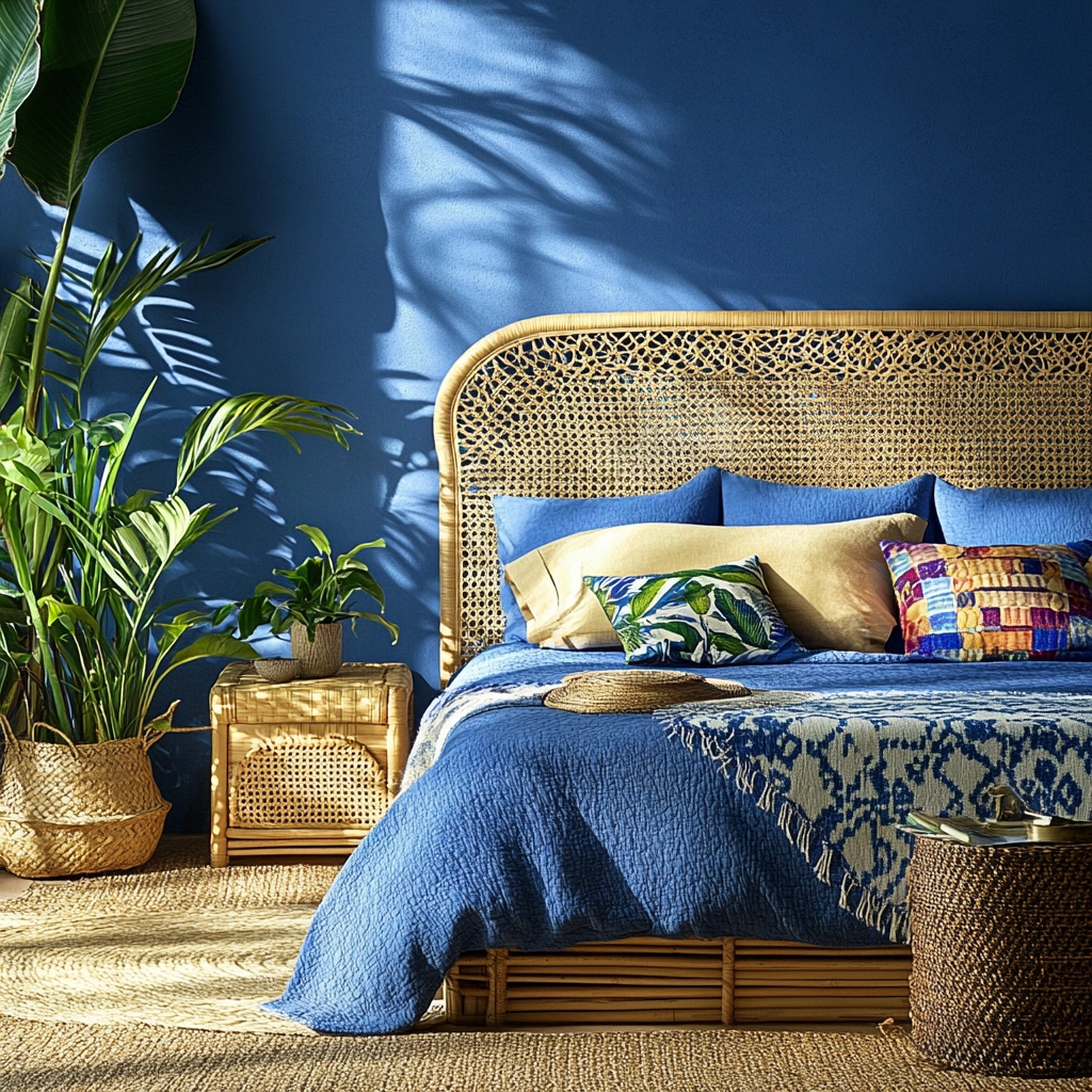 blue and beige bedroom 64