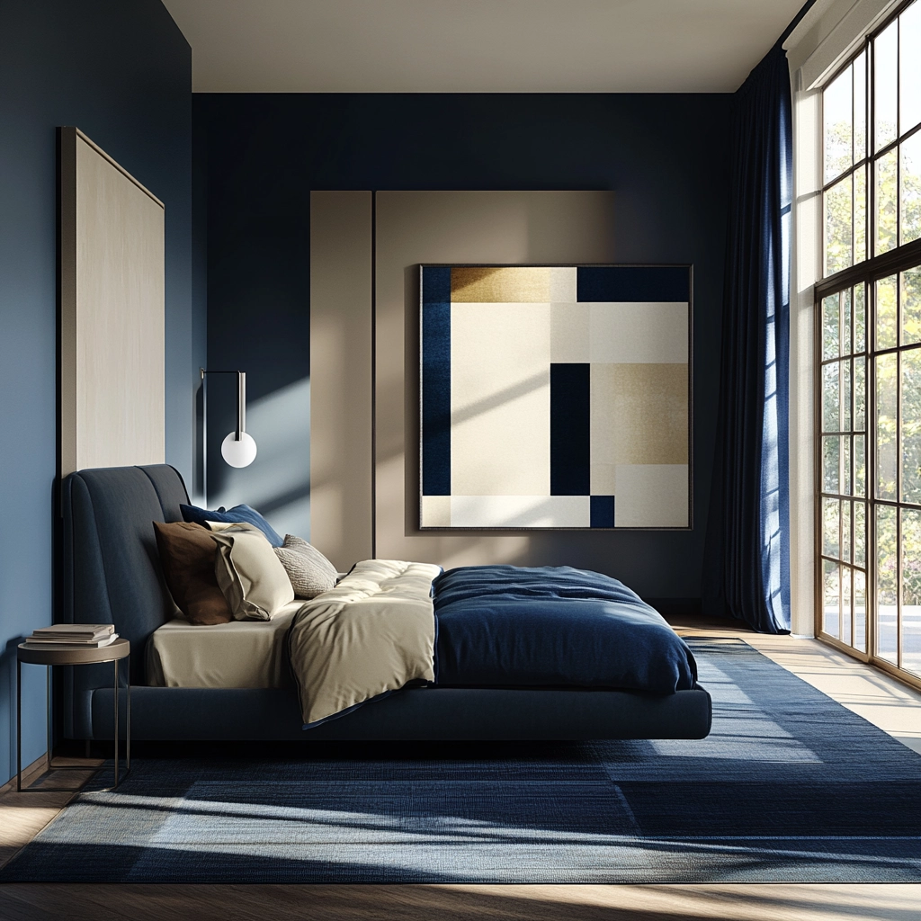 blue and beige bedroom 65