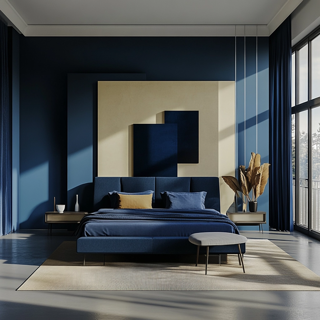 blue and beige bedroom 66