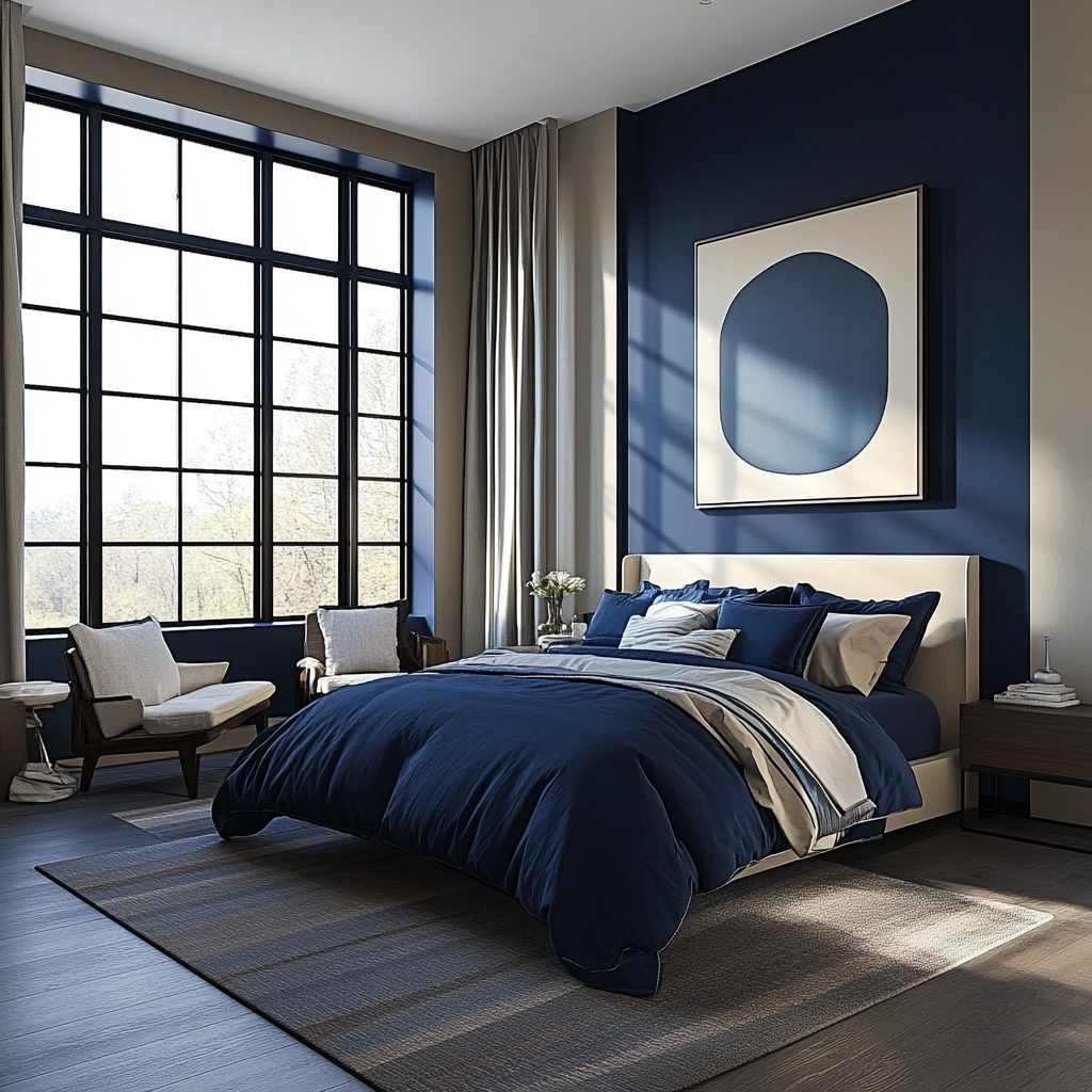 blue and beige bedroom 67