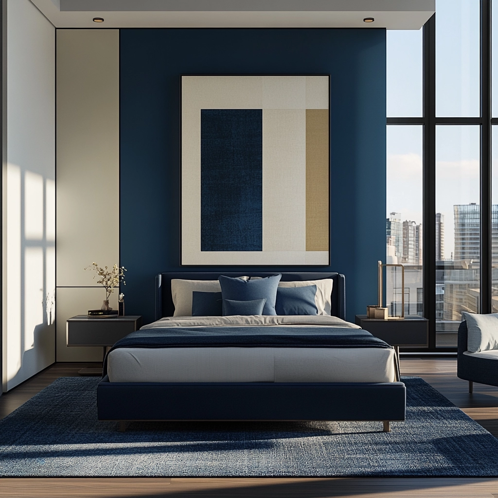 blue and beige bedroom 68