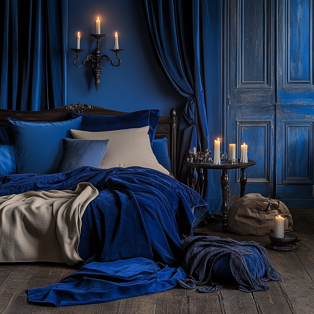 blue and beige bedroom 69