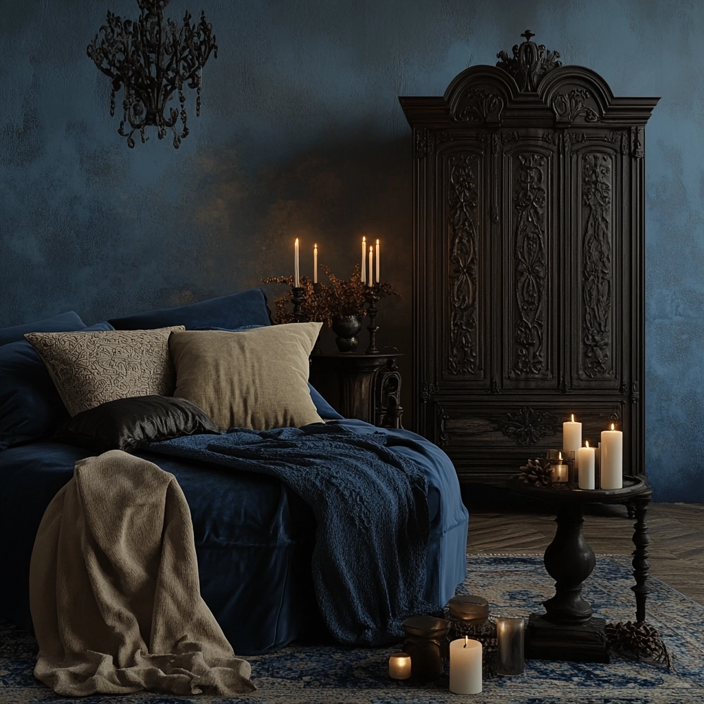 blue and beige bedroom 71