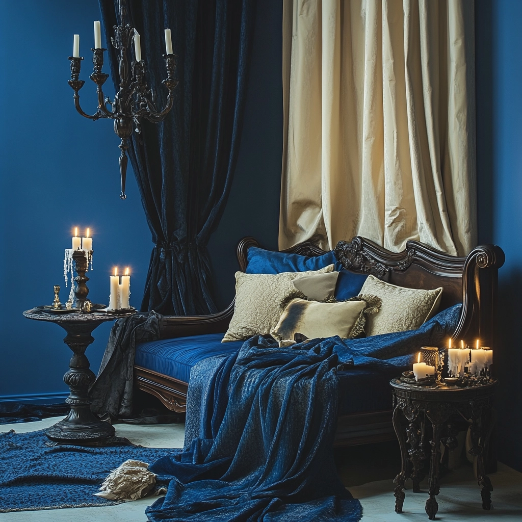 blue and beige bedroom 72