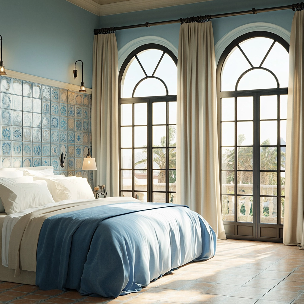 blue and beige bedroom 75