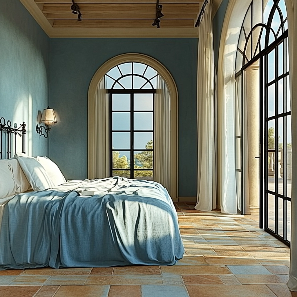 blue and beige bedroom 76
