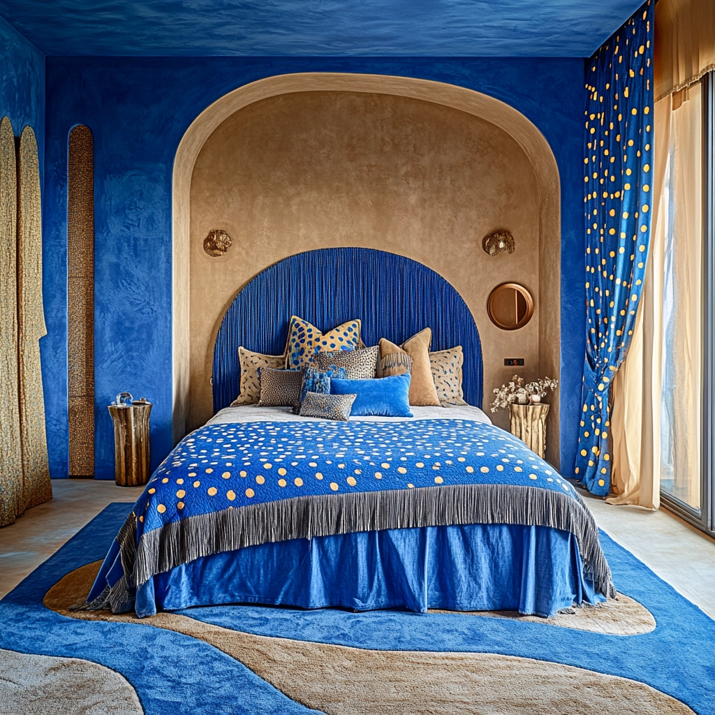 blue and beige bedroom 77
