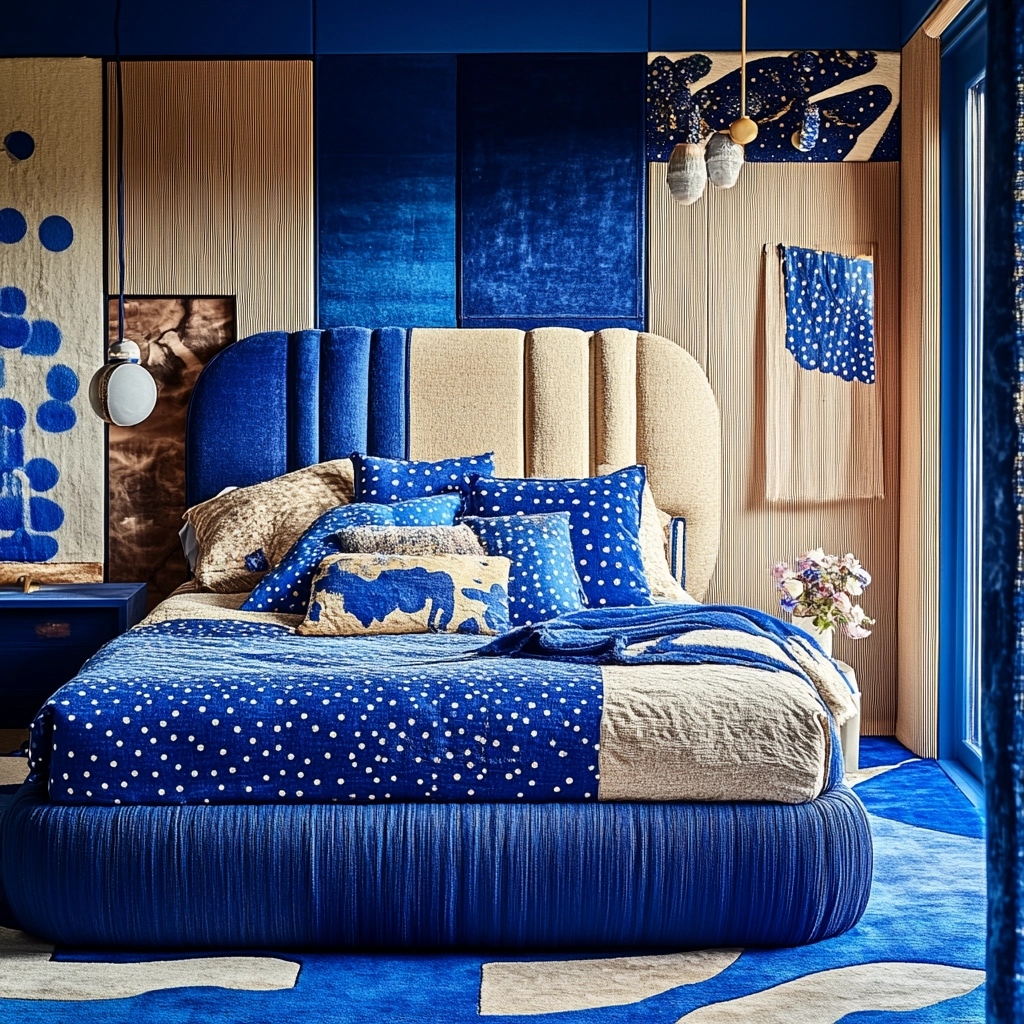 blue and beige bedroom 78