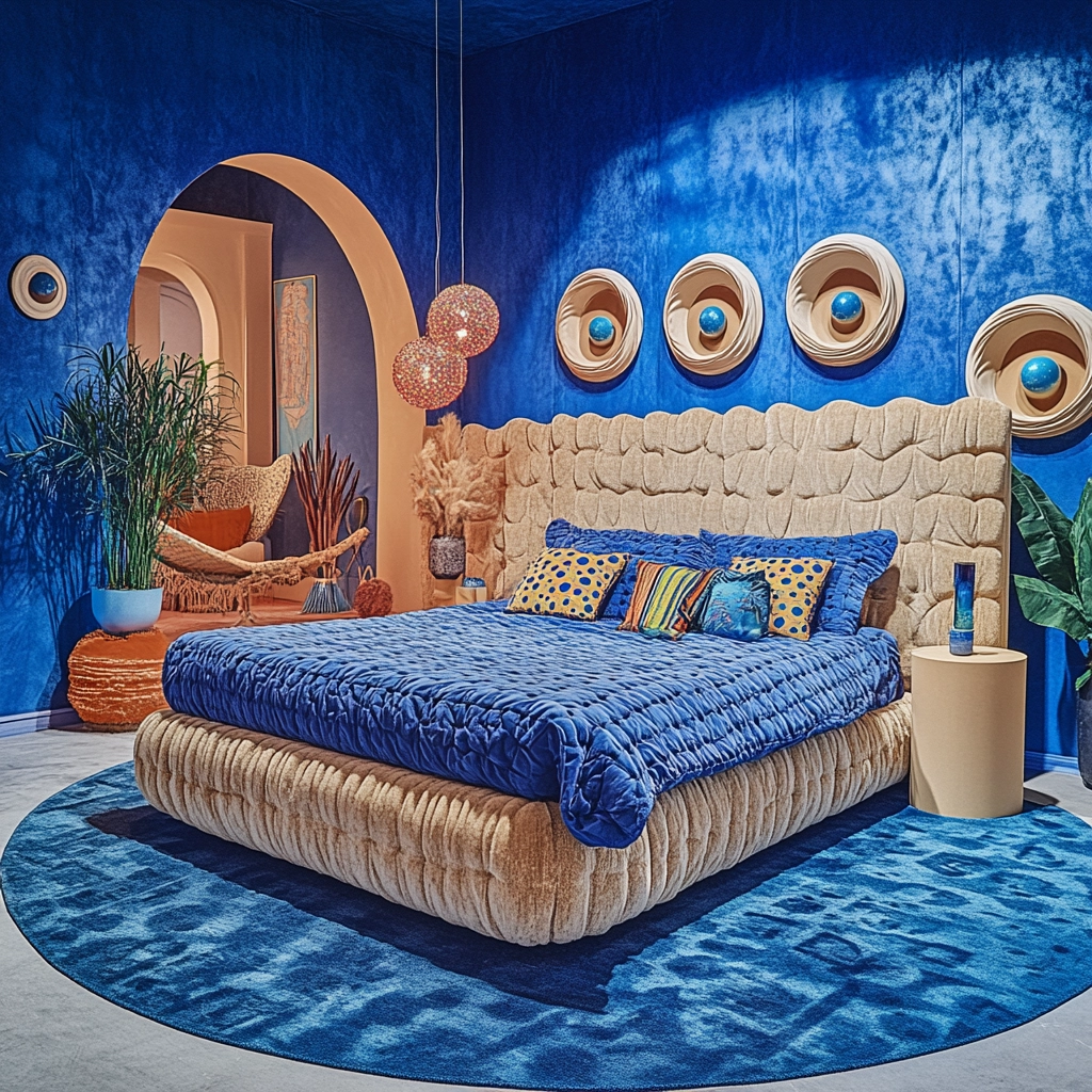 blue and beige bedroom 79