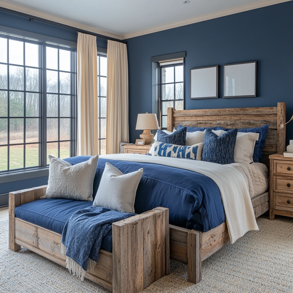 blue and beige bedroom 9