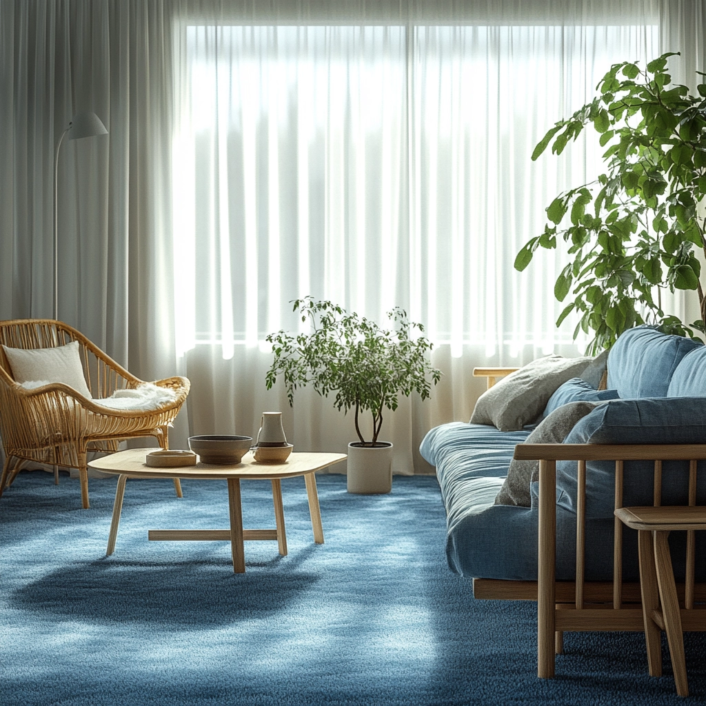 blue carpet living room 1
