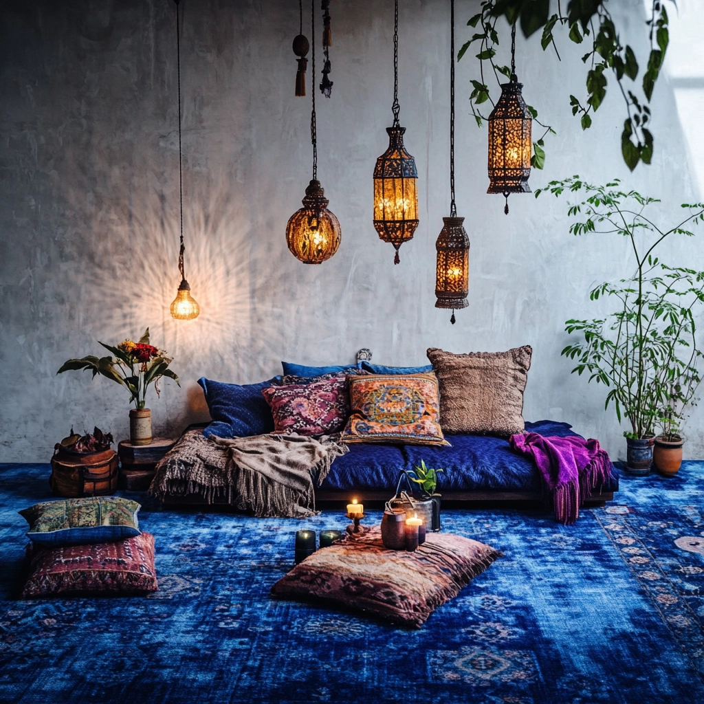 blue carpet living room 16