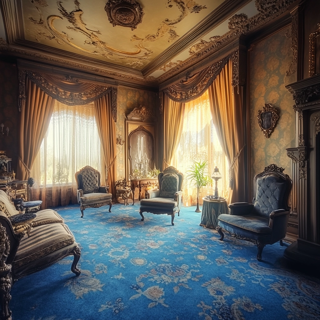 blue carpet living room 31