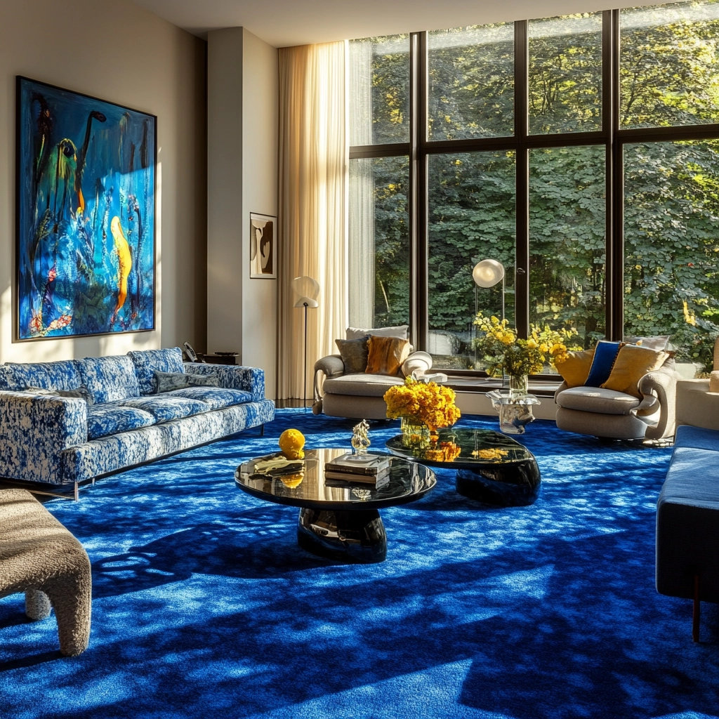 blue carpet living room 49