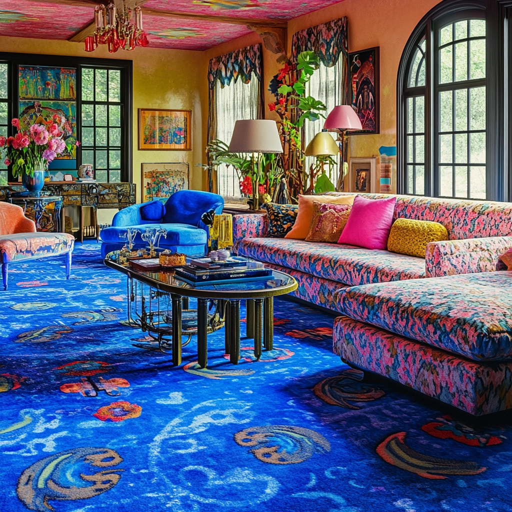 blue carpet living room 77