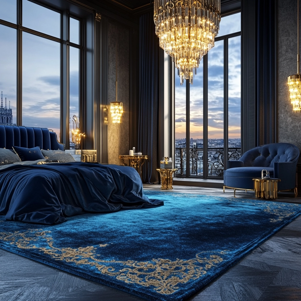 blue rug bedroom ideas 50