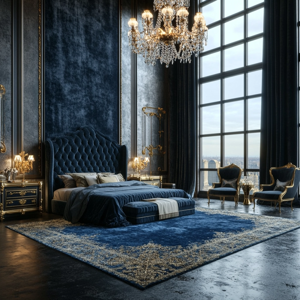 blue rug bedroom ideas 52