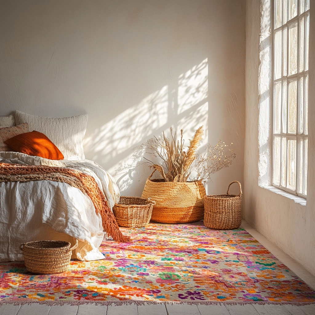 boho bedroom carpet 11