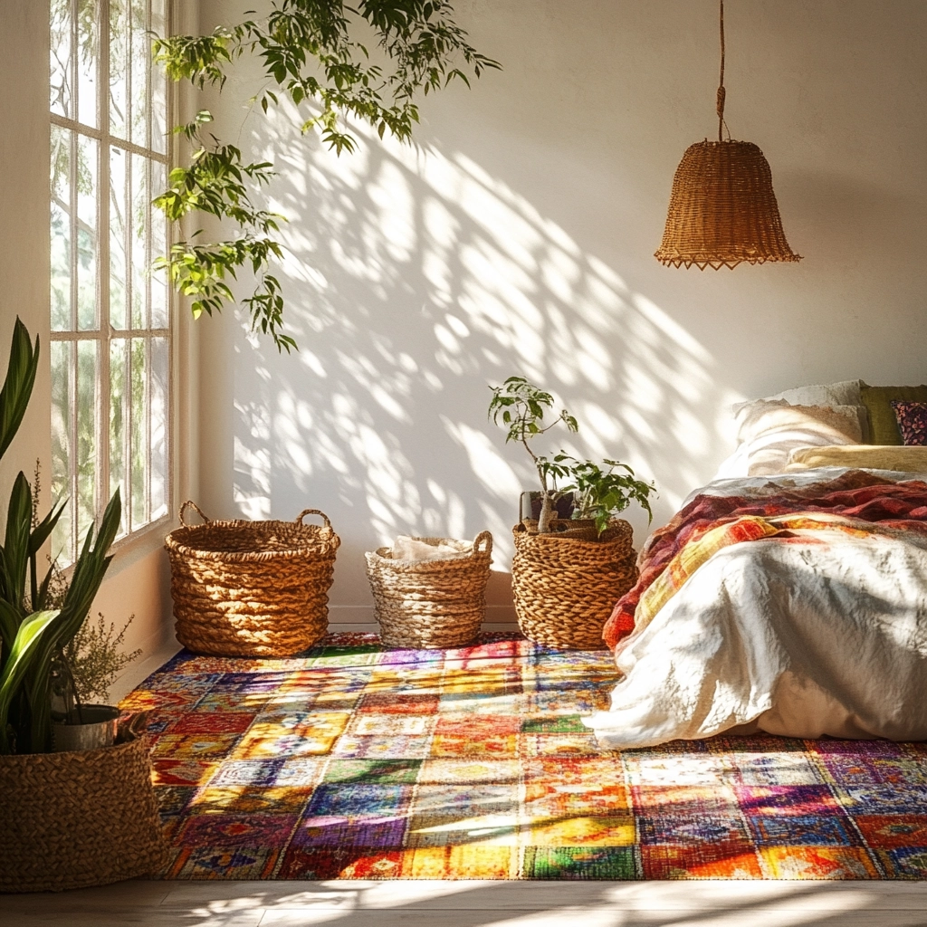 boho bedroom carpet 12
