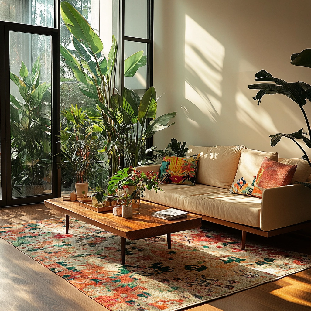 boho carpet living room 16