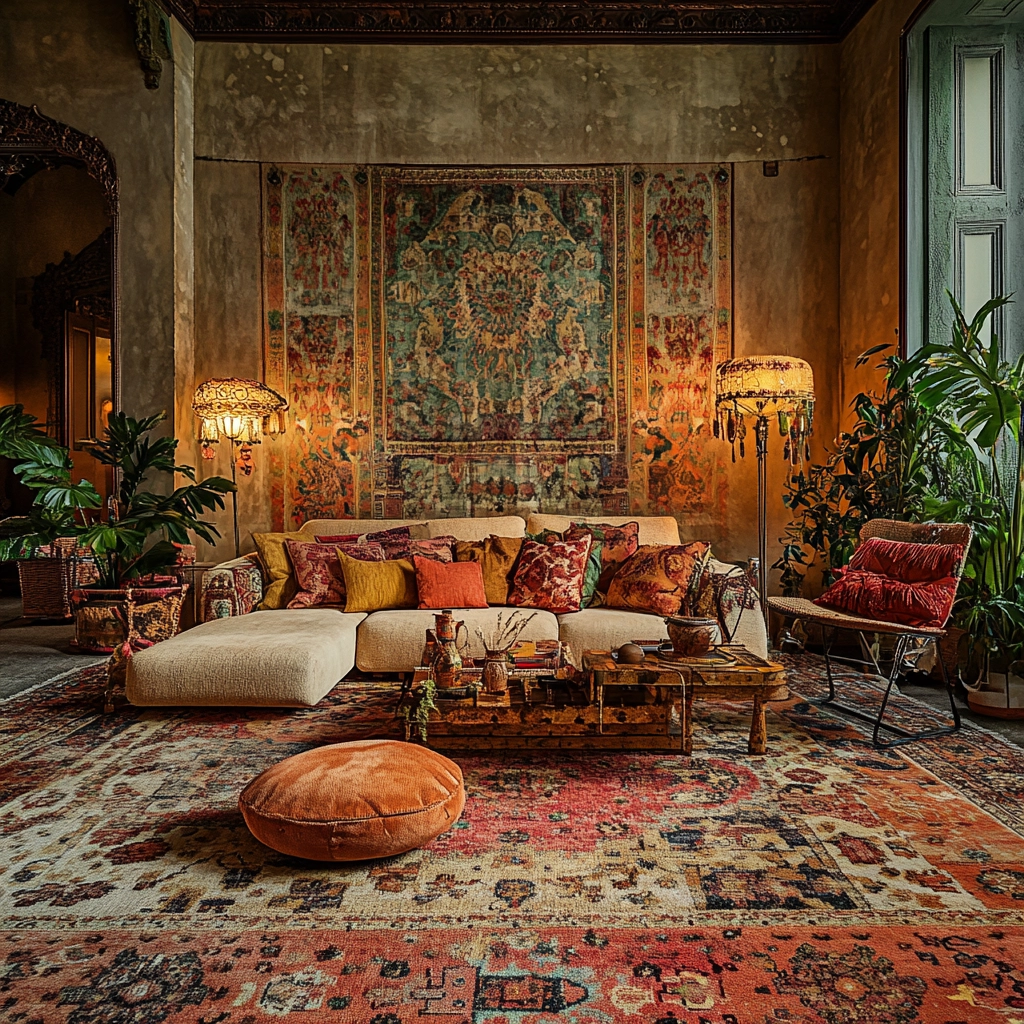 boho carpet living room 18