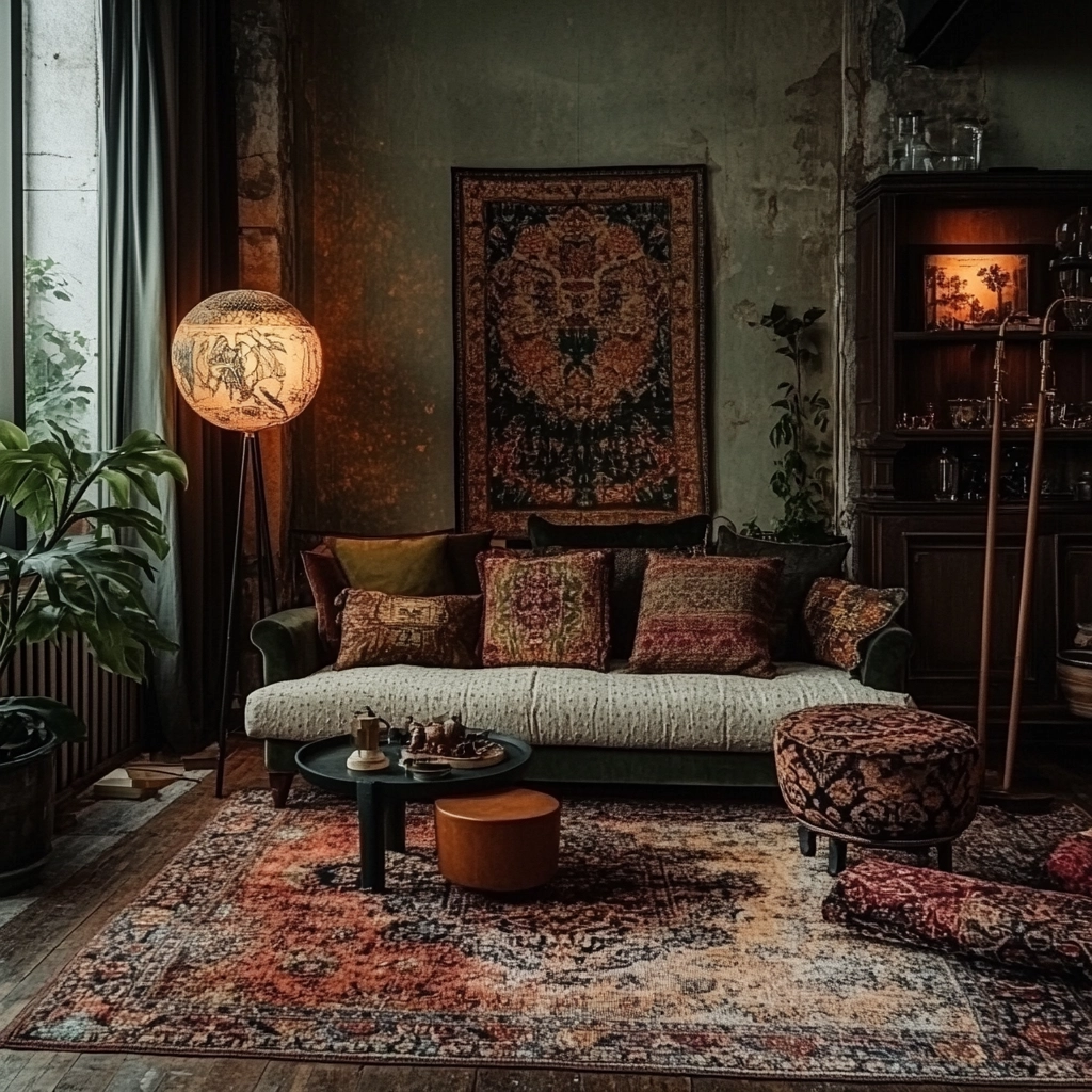 boho carpet living room 19