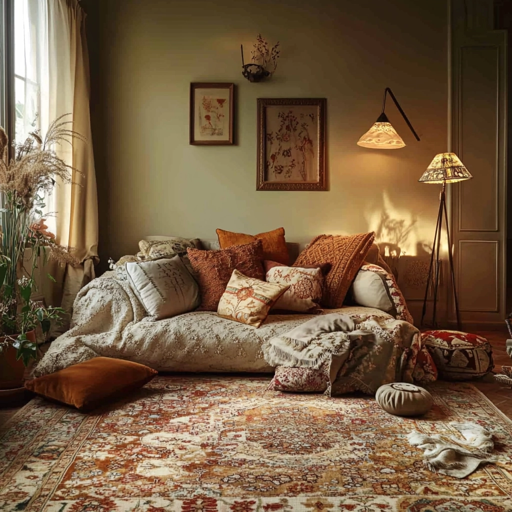 boho carpet living room 20