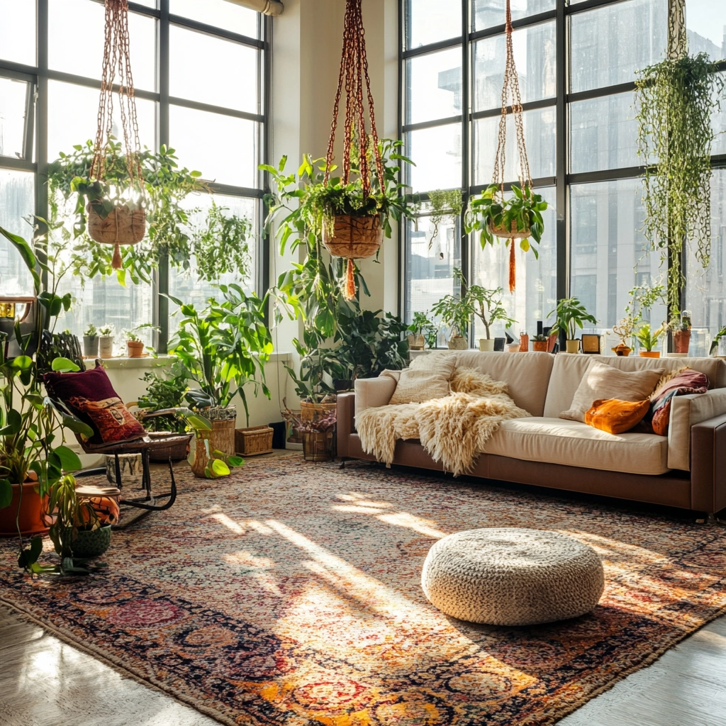 boho carpet living room 25