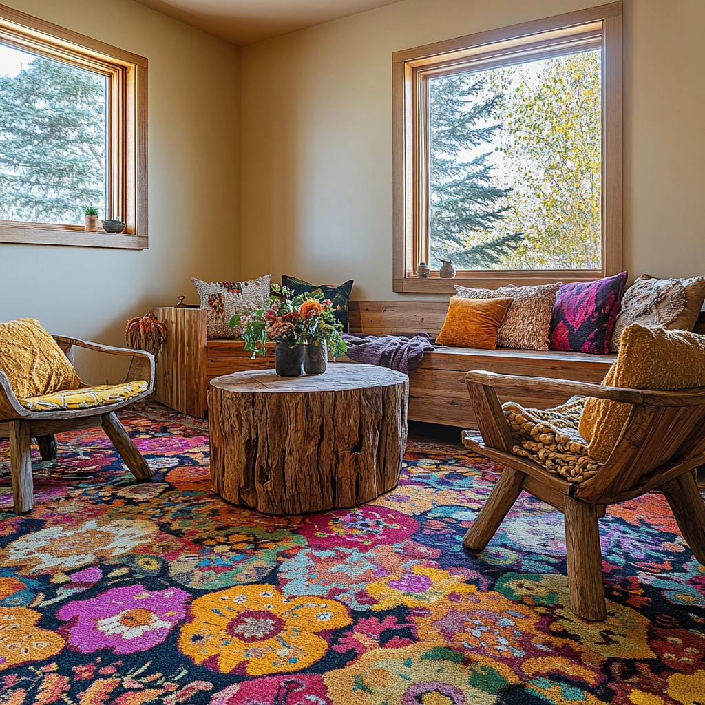 boho carpet living room 31