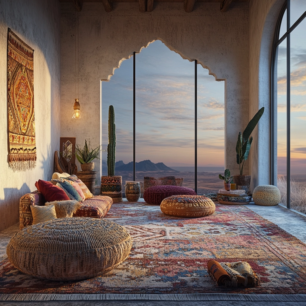 boho carpet living room 41