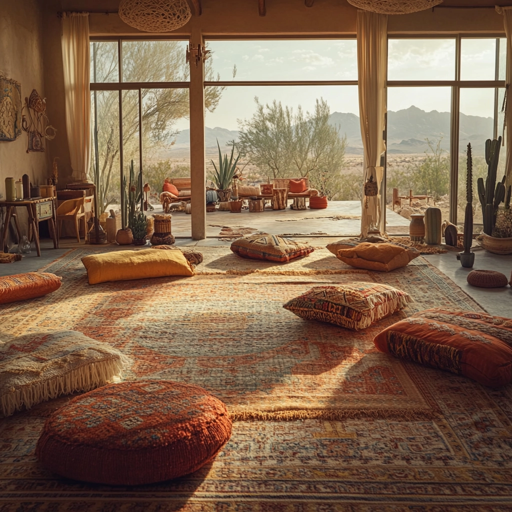 boho carpet living room 42