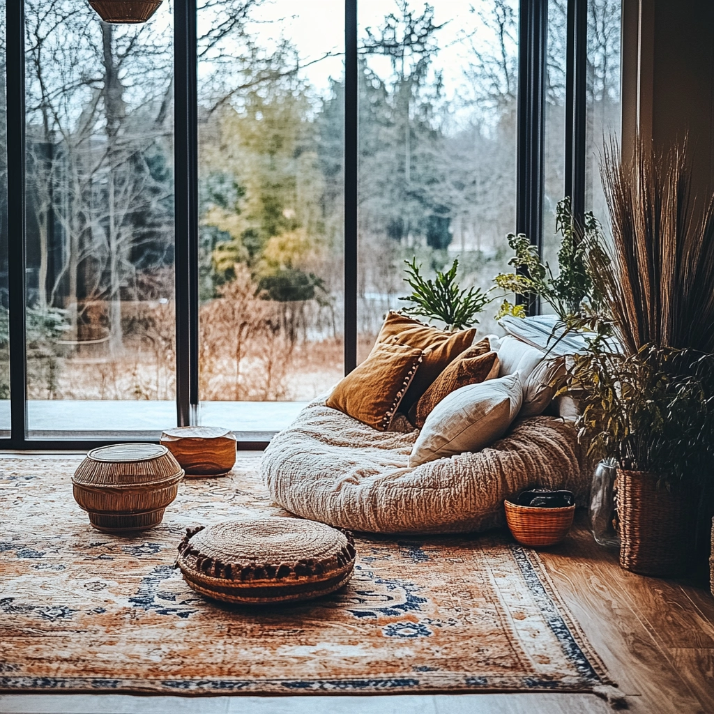 boho carpet living room 76