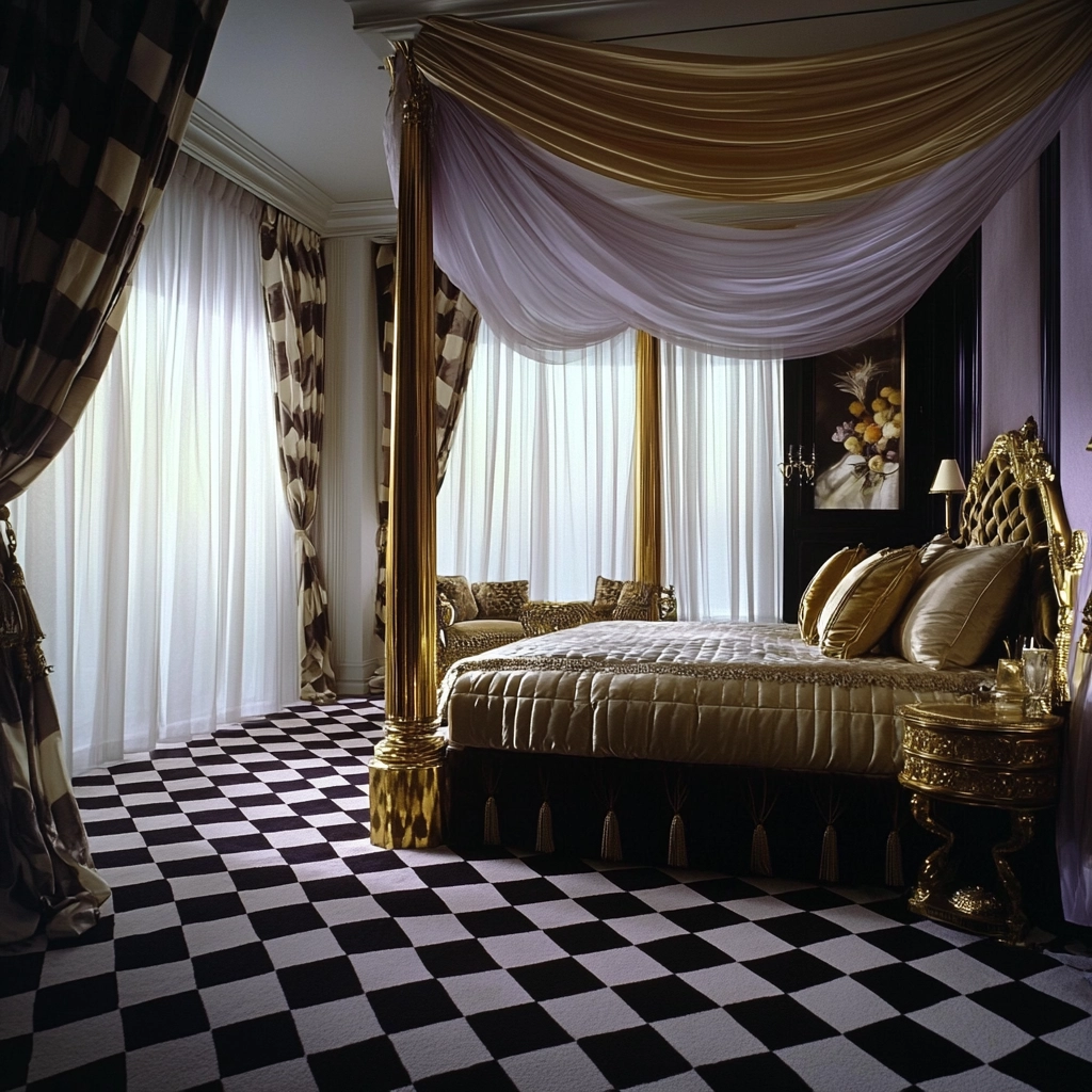 checkered carpet bedroom 12