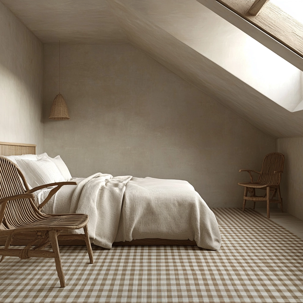 checkered carpet bedroom 18