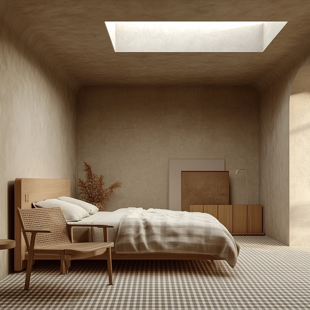 checkered carpet bedroom 19