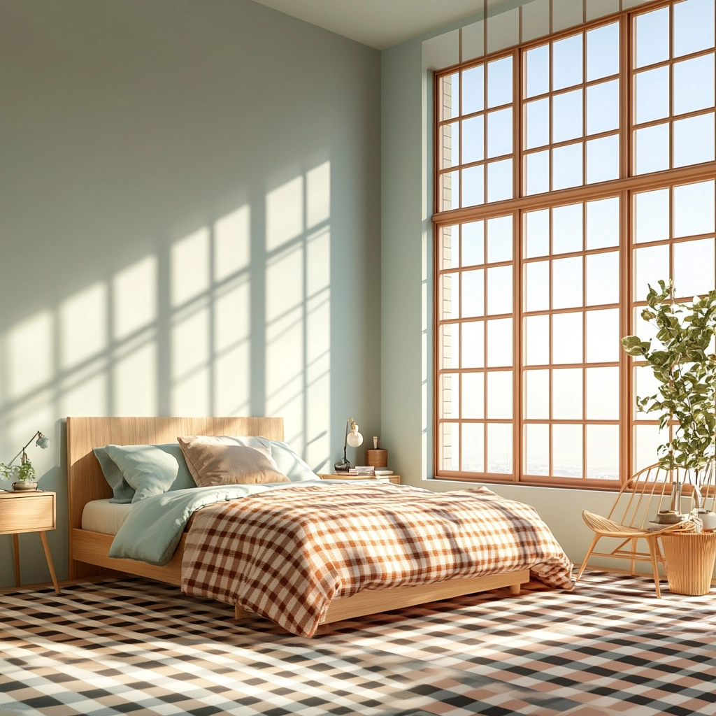 checkered carpet bedroom 2
