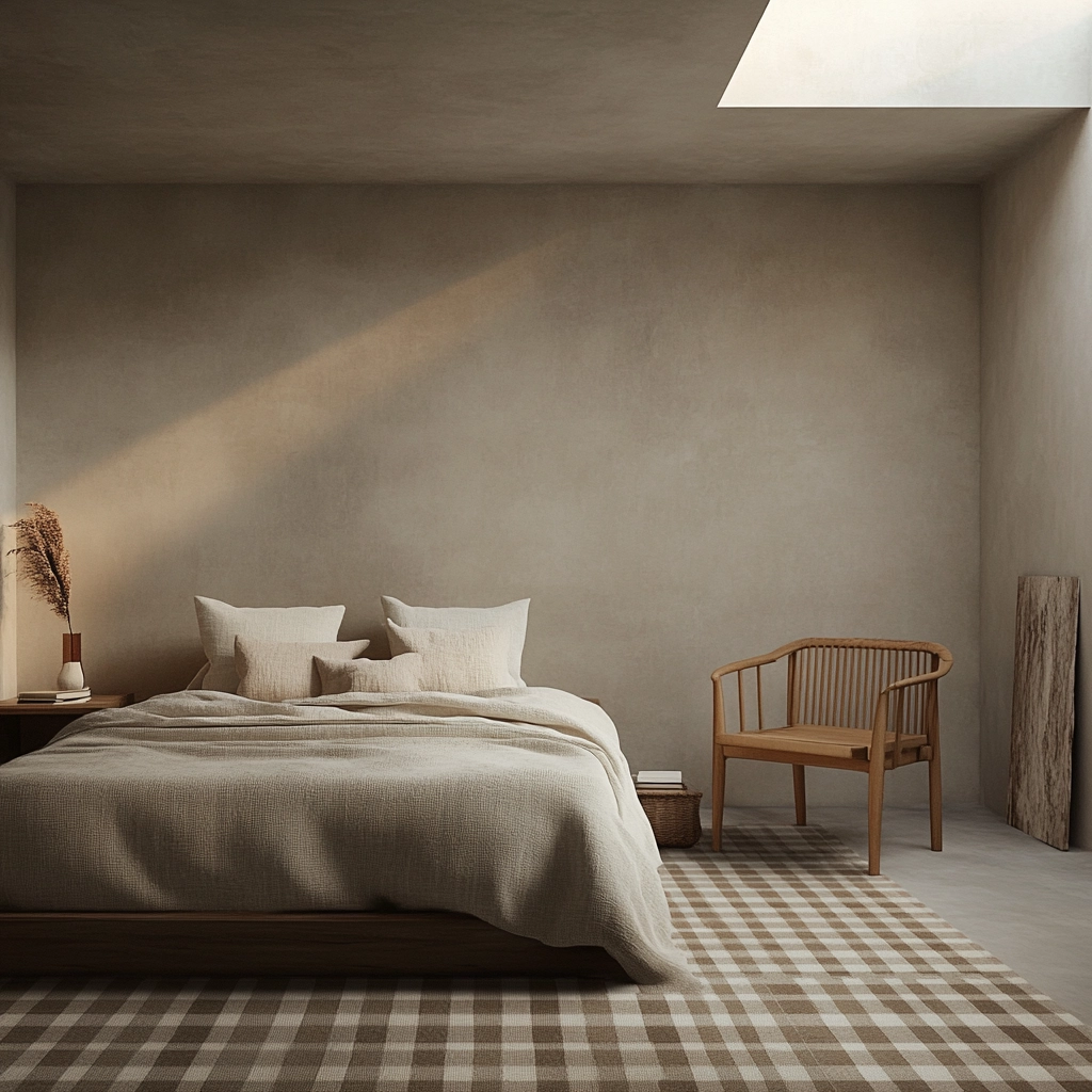 checkered carpet bedroom 20