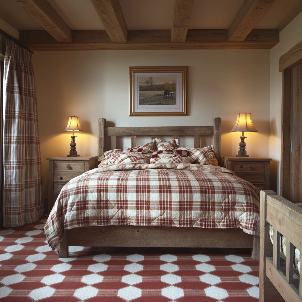 checkered carpet bedroom 28