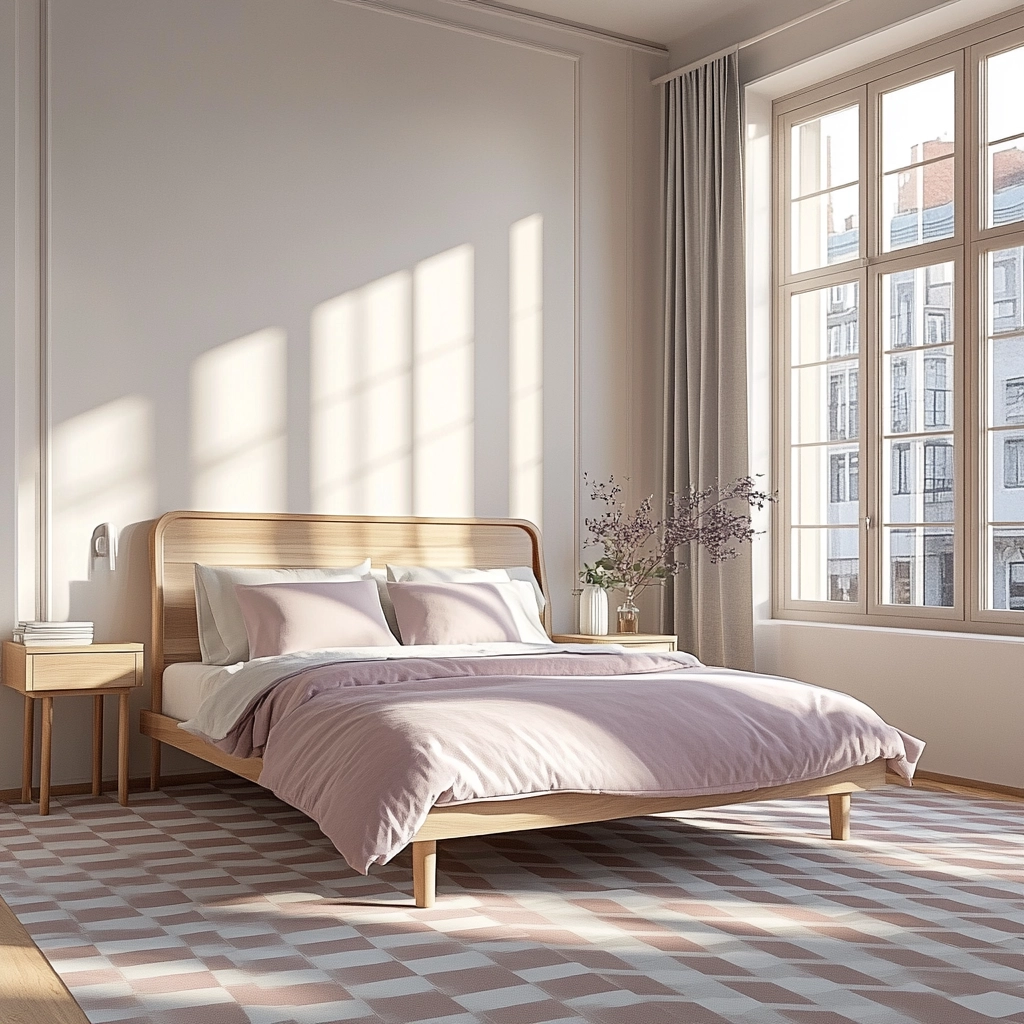 checkered carpet bedroom 3