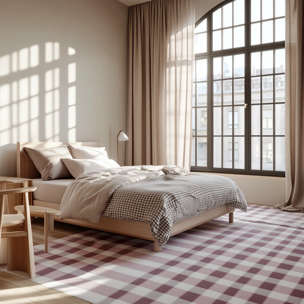 checkered carpet bedroom 4