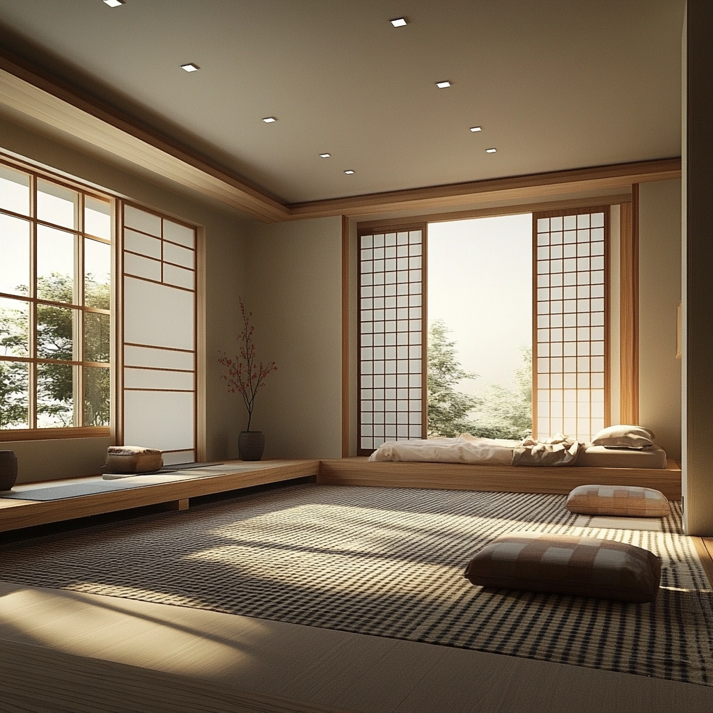checkered carpet bedroom 40
