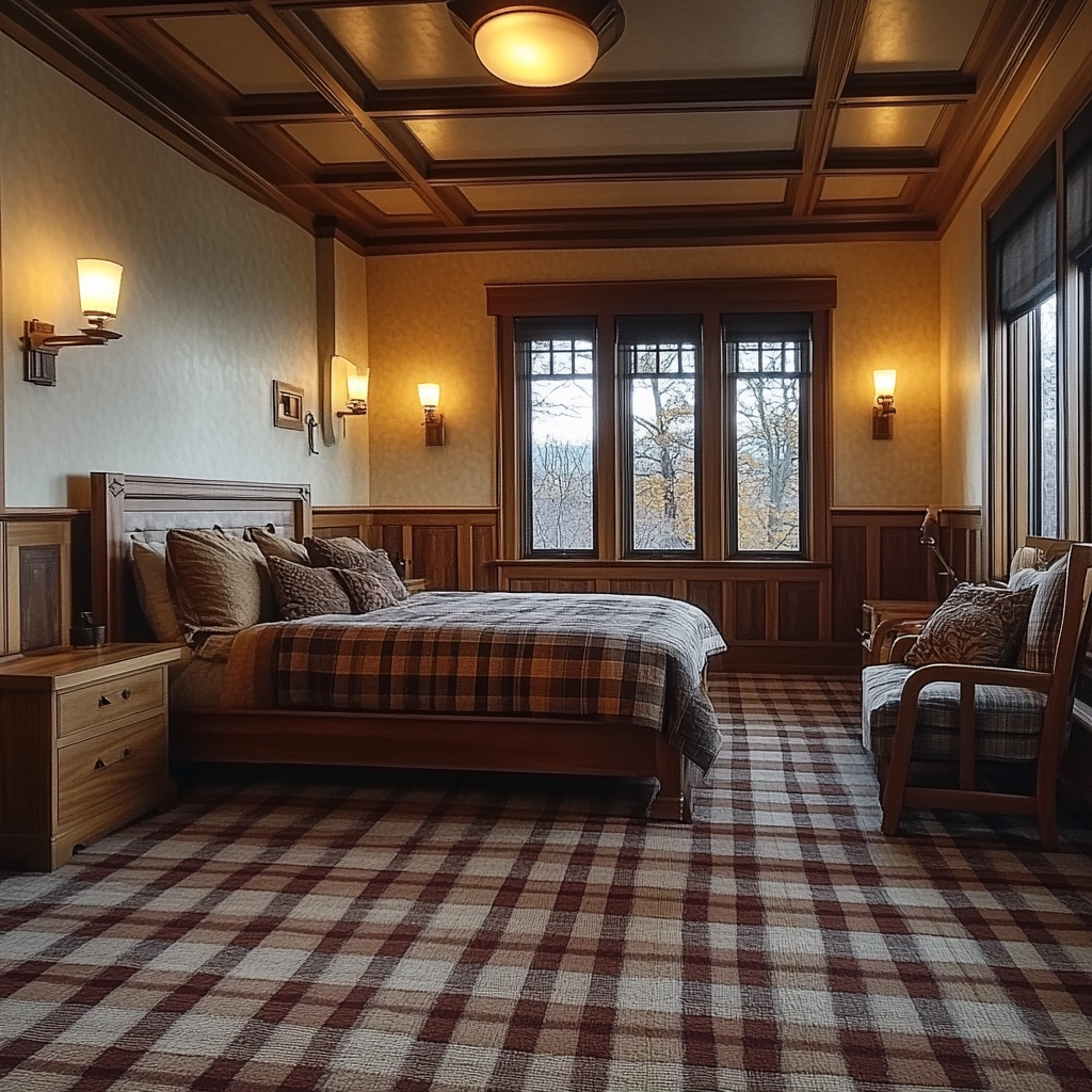 checkered carpet bedroom 41