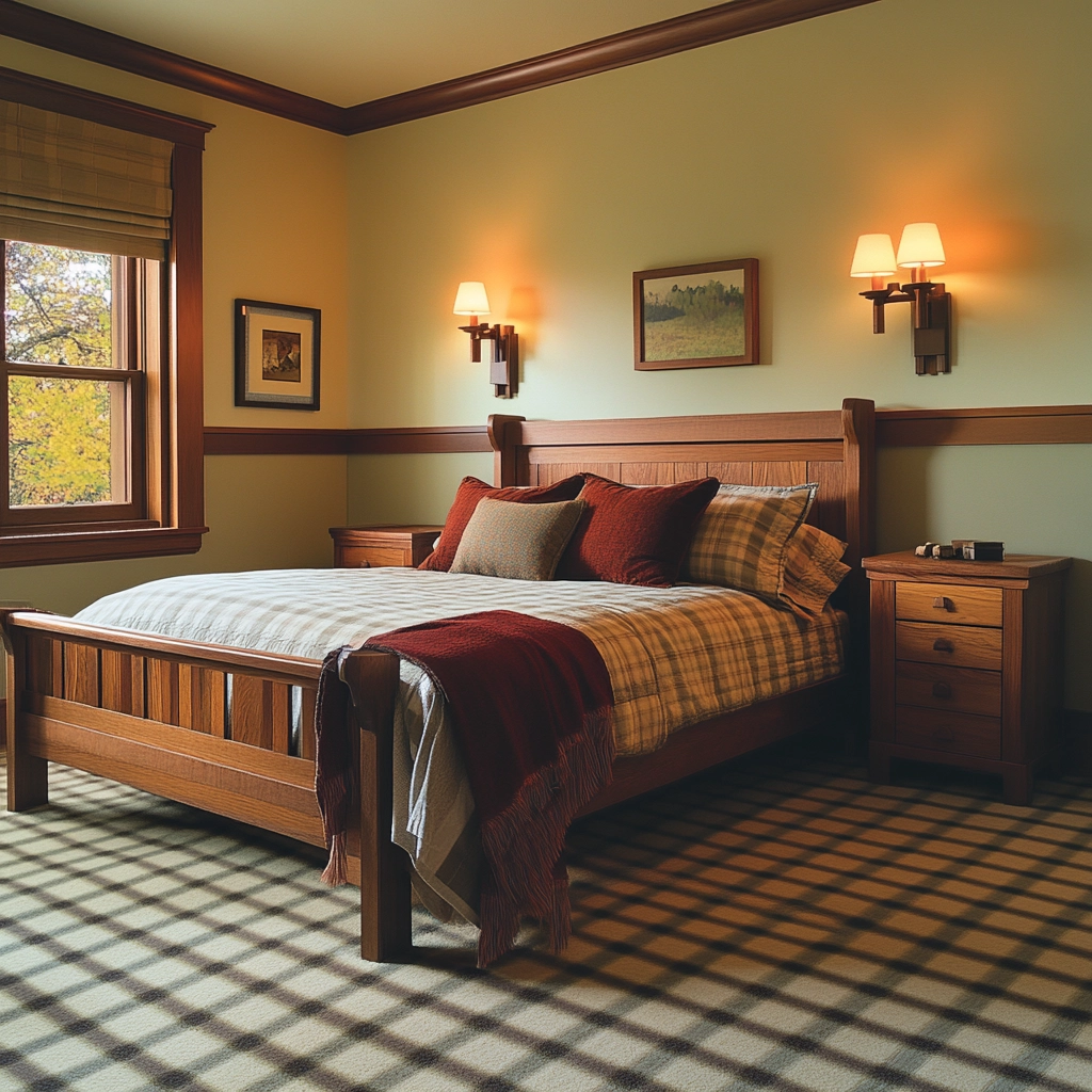 checkered carpet bedroom 44