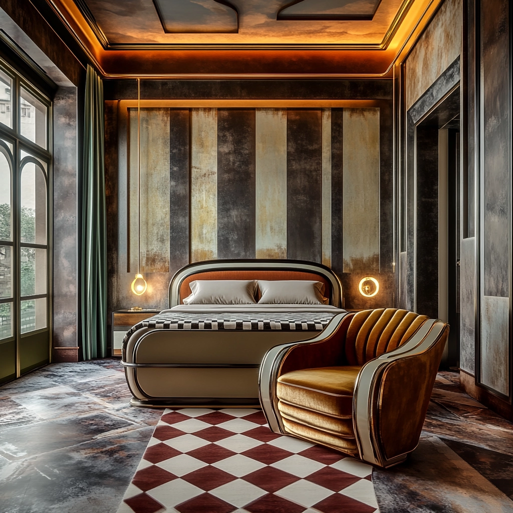 checkered carpet bedroom 47
